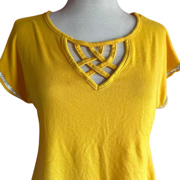 Womens Top Size Large Yellow Twee Professional Western Retro Office Indie Bold - Picture 2 of 7